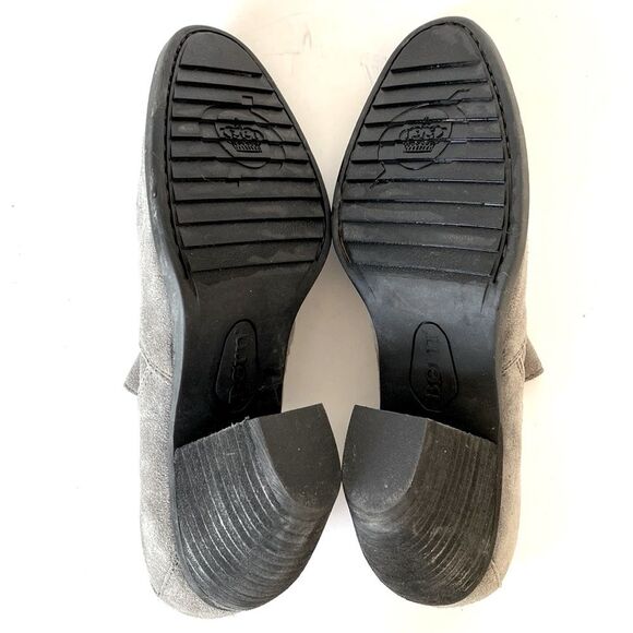 Born Tope Gray Suede Leather Heeled Boots Side Gore Sz 10 Boho Coastal Chic - Picture 6 of 15